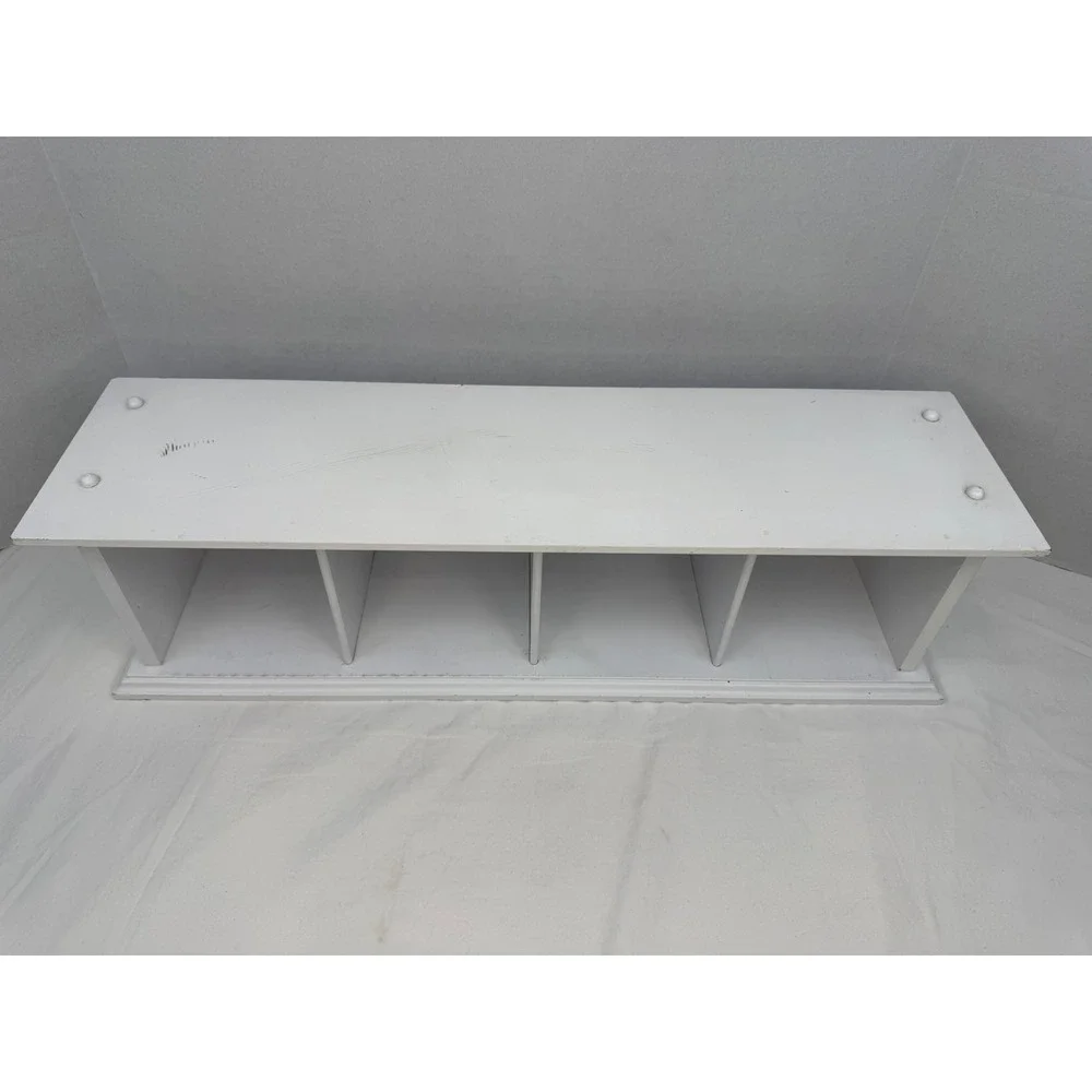 White Wooden 4 Cube Cubby Organizer Wall Mount Storage Rack
